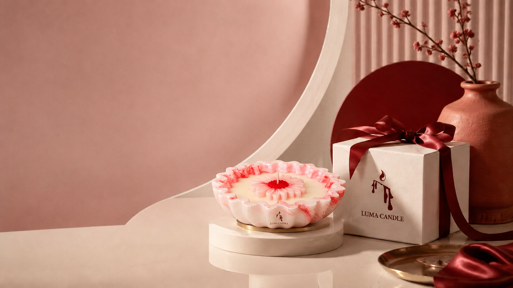 Bougie sculpturale fleur Luma Candle avec coffret cadeau