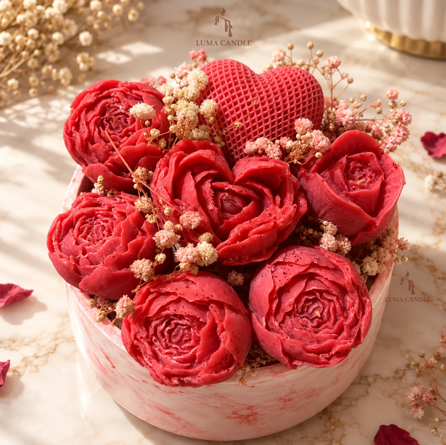 Bougie Bouquet Rose Éternelle